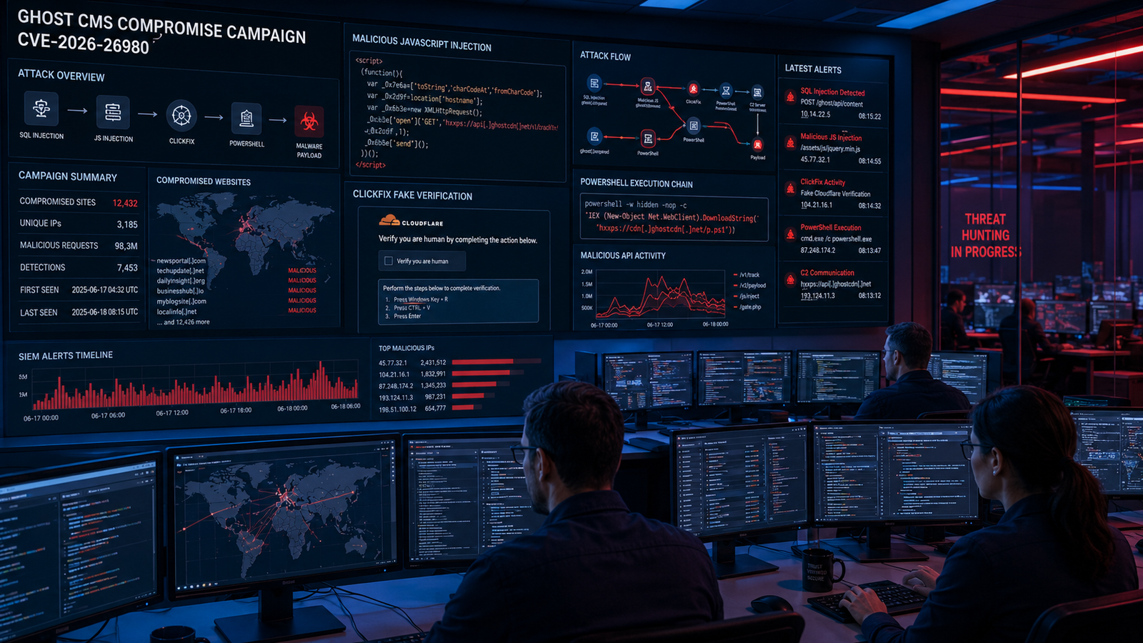 Ghost CMS SQL Injection Flaw Exploited in Large-Scale ClickFix Campaign